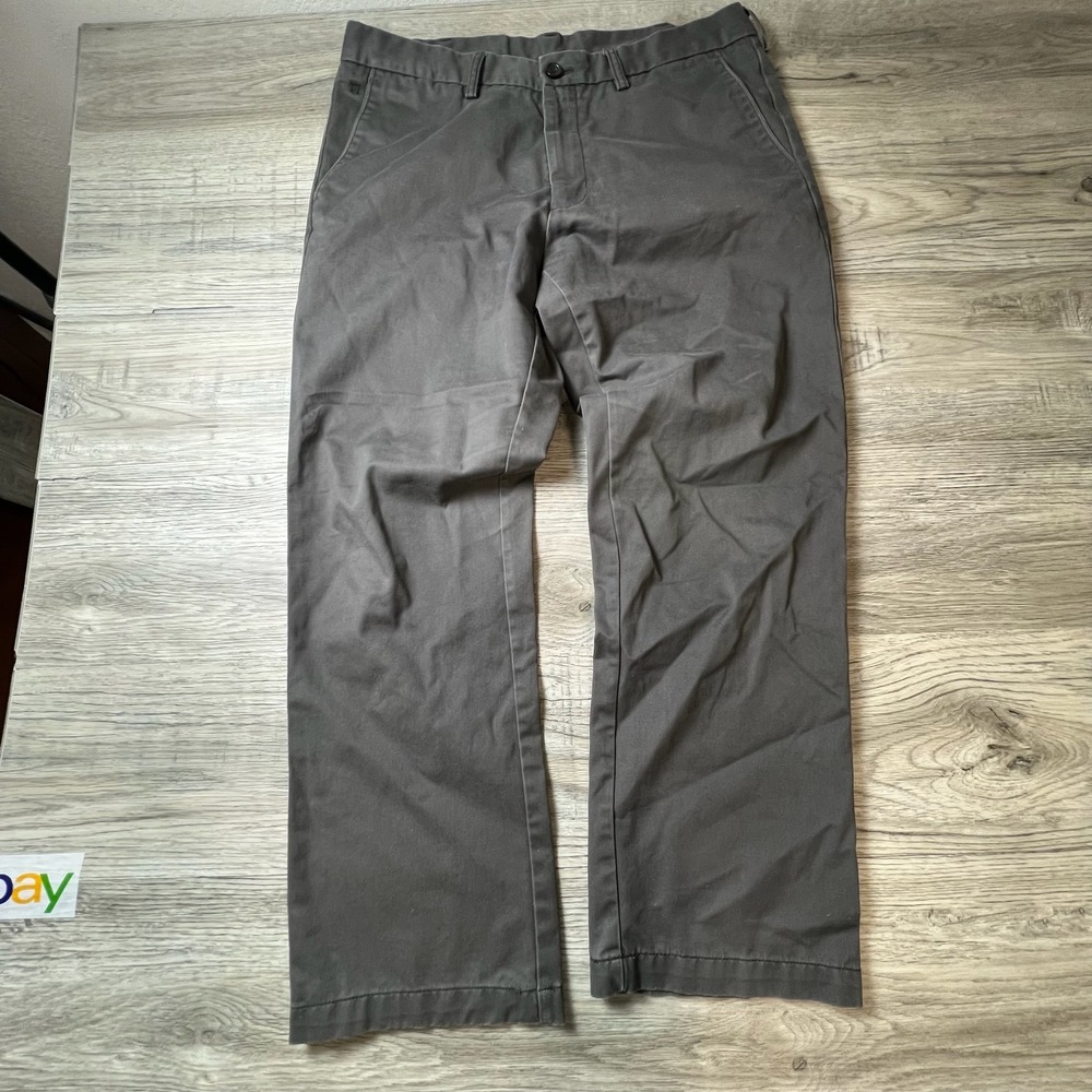 Haggar Chino Pants Mens 36x30 Gray Cotton Twill Straight Leg‎ Casual Workwear